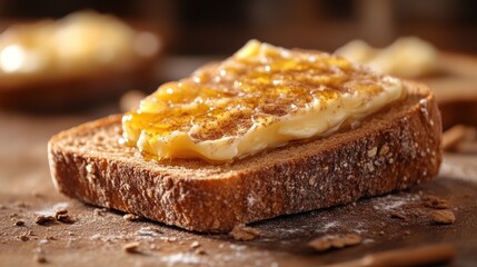 Delicious Toast with Honey and Butter CloseUp Photography for Culinary and Food Themes