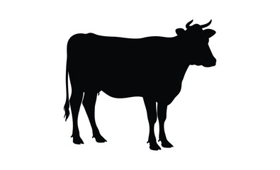 Cow silhouette, Silhouette of a cow, Cattle, Circuit, Farm, Bull, Black and white drawing by hand