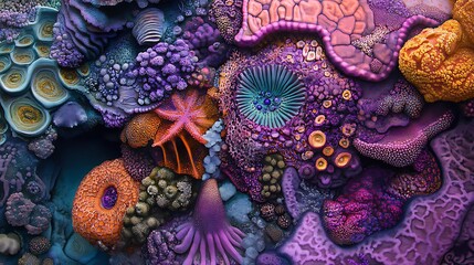 Fototapeta premium Vivid marine ecosystem highlighting naturally recurring geometric coral designs