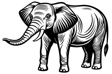 Fototapeta premium line art elephant silhouette