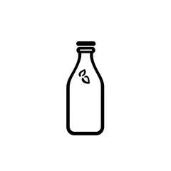 Plant-based milk bottle icon in black line style