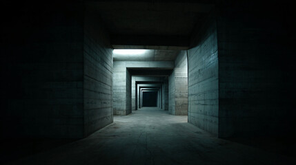 Empty Brutalist Concrete Corridor: Interior Design, Architectural Space, Modern Building, Minimalist Hallway, Urban Design, Stark Architecture, Concrete Walls Image.
