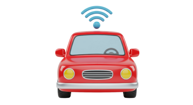 Isolated Car with WiFi Symbol - Powered by Adobe