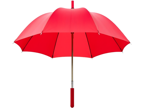 Red umbrella with a vibrant and simple design, suitable for rain protection and outdoor styling