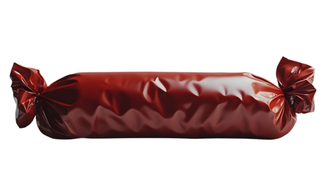 Shiny Red Wrapped Object with Tied Ends HighQuality 3D Render for Design and Marketing Purpos