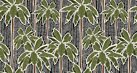 Seamless palm leaves pattern. Hand draw tropical leaves pattern © akn