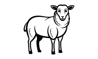Sheep silhouette, sheep silhouette with standing pose, vector illustration 