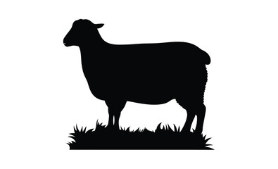 Sheep silhouette, sheep silhouette with standing pose, vector illustration 