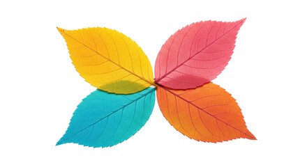 Isolated Colorful Leaves Composition
