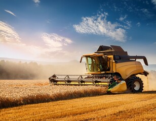 Obraz premium combine harvester working in the field