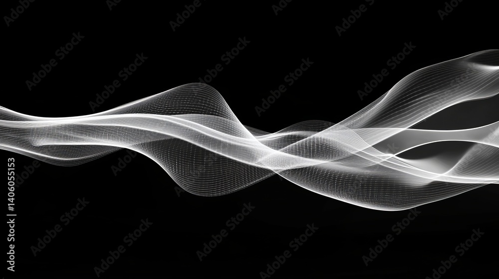 Poster abstract white flowing lines create a wave like pattern against a black background image art design