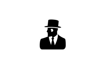 Elegant gentleman silhouette in formal attire with a top hat, showcasing a classic vintage style and timeless sophistication