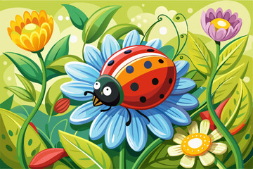 vector of Ladybug on the flower