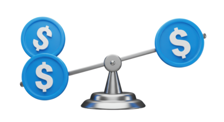 Isolated Balance Scale with Dollar Coins