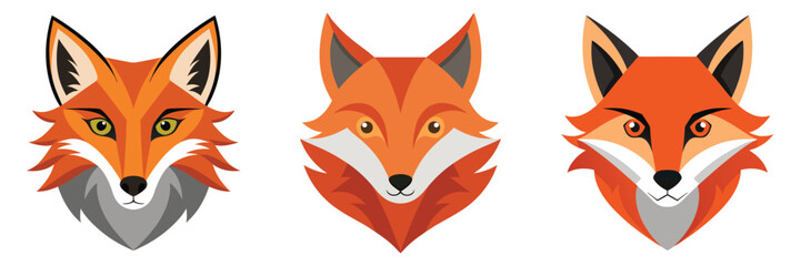 collection of fox heads, fox vector png