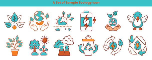Ecology Icons Set Nature Environment Green Earth Recycle Eco
