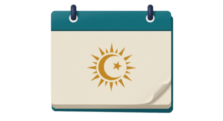 Isolated Calendar with Star and Crescent