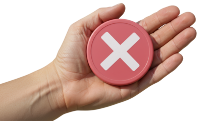 Isolated Hand Holding Red X Mark