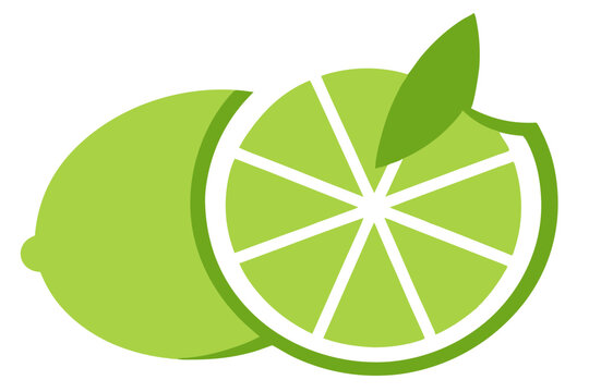 green lime fruit slice and whole clip art preview