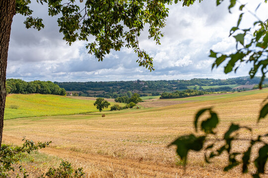View on the beautiful landscape of South West France near La Romieu