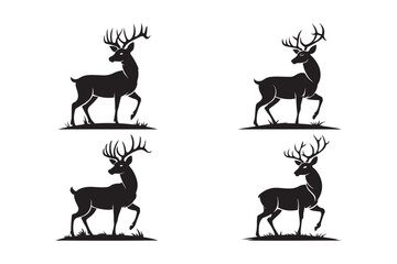 Deer Silhouette Vector Set Majestic Buck Animal Clipart Collection for Nature Designs
