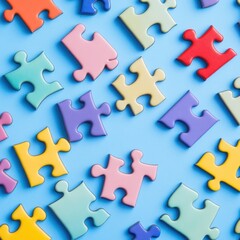 Obraz premium Colorful puzzle pieces background for educational design