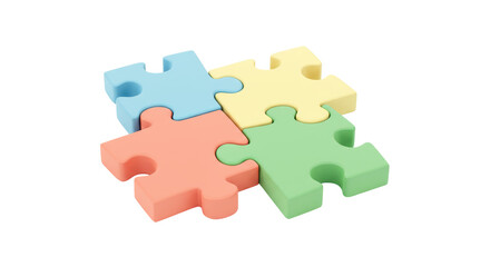 Isolated Colorful Jigsaw Puzzle Pieces Interlocked