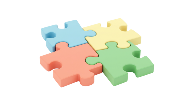 Isolated Colorful Jigsaw Puzzle Pieces Interlocked