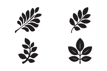 Fototapeta premium Leaf Silhouette Vector Icons Botanical Nature Clipart Set