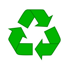 Green recycling symbol isolated