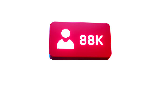 A red notification box with a white person icon and the text 88k indicating social media followers