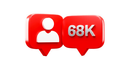 A red notification icon with a white person icon and a red notification icon with the text k on it