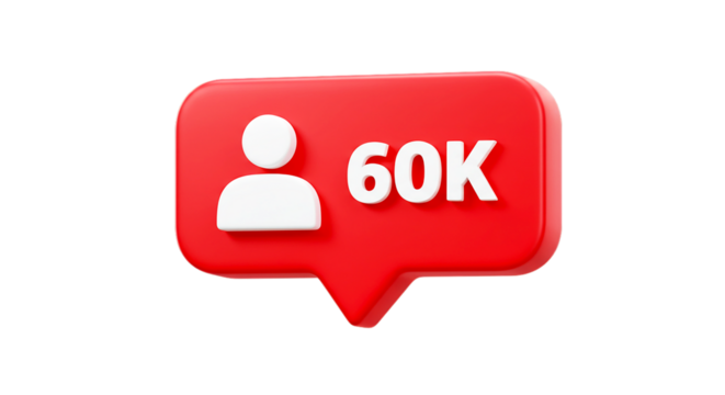 A red notification icon with a white user icon and the text 60k indicating sixty thousand followers