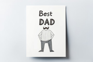 Fototapeta premium White card with a drawing man and the script above 