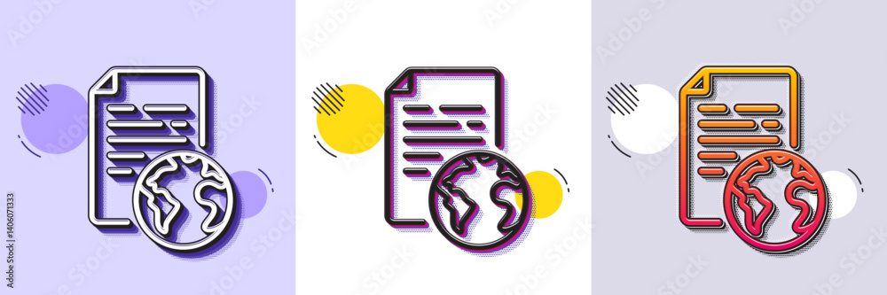 Poster internet document line icon. halftone dotted pattern. gradient icon with grain shadow. doc file page