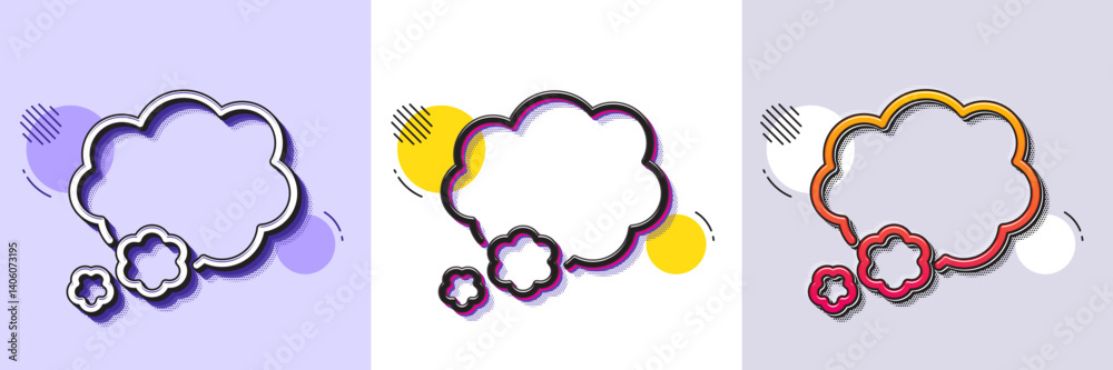 Poster talk bubble line icon. halftone dotted pattern. gradient icon with grain shadow. speech bubble sign.