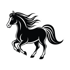 silhouette of galloping horse with flowing mane