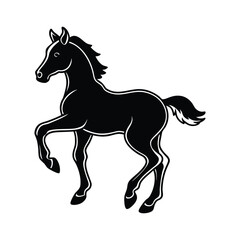 silhouette of foal rearing on back legs