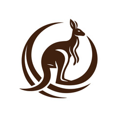 Minimal Kangaroo Logo Design – Wildlife Animal Symbol in Circle Style.