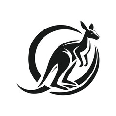 Minimal Kangaroo Logo Design – Wildlife Animal Symbol in Circle Style.