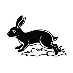 silhouette of rabbit hopping across field