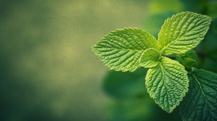 Fresh mint leaves, close-up, soft focus, nature © wahyu bsbt