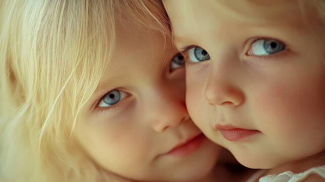 Innocence: Portrait of Two Young Children Sharing a Gentle Moment of Closeness and Affection
