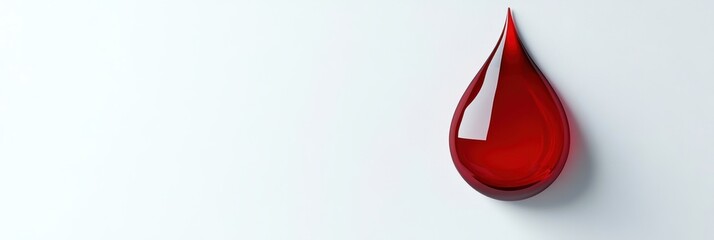 red drop icon web banner, professional web banner with a realistic d red drop icon, red and white gradients, and room for text