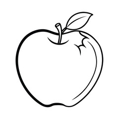 vector silhouette of bitten apple with stem
