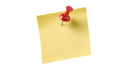 Artwork of a yellow sticky note pinned with a red pushpin on a transparent background --ar 16:9 --v 7.0