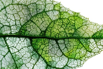 Detailed macro of a leaf skeleton showcasing intricate vein patterns against a bright, white background, creating an abstract natural texture and highlighting the delicate structure.