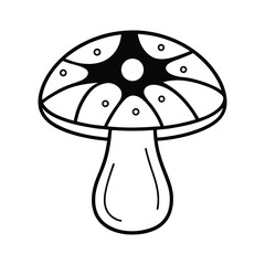 Naklejka premium vector silhouette of button mushroom cross section