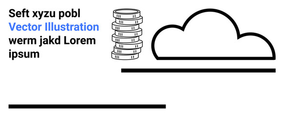 Cloud icon alongside stacked coins highlighting digital economy, financial growth, and online services. Ideal for fintech, savings, cloud computing, business strategy, investments, technology simple