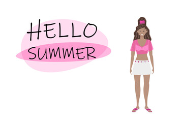 Bright summer greeting with character art